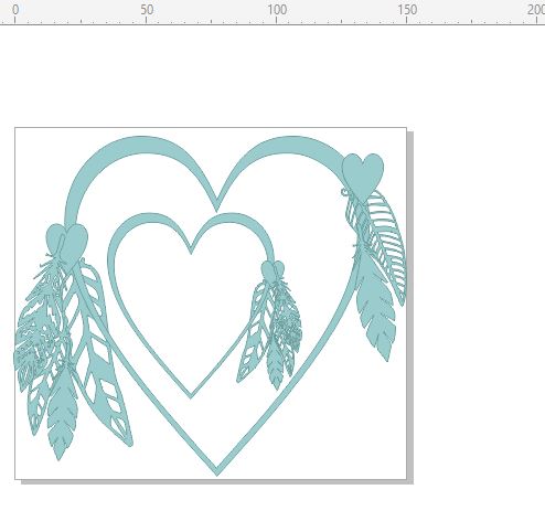 heart frame with feathers boho chipboard 150 x 135  min buy 3